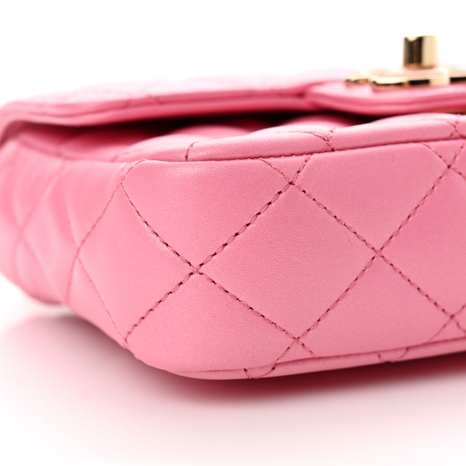 Chanel Lambskin Resin Quilted Mini Heart Square Flap Pink 9 of 11
