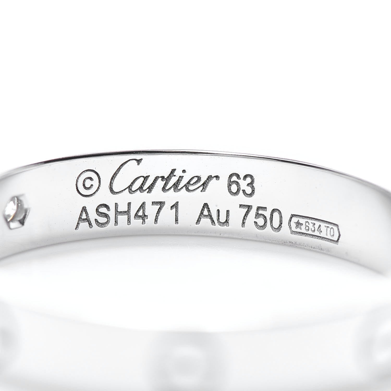 Cartier 18K White Gold Diamond 4mm LOVE Wedding Band Ring 63 10.5 4 of 4