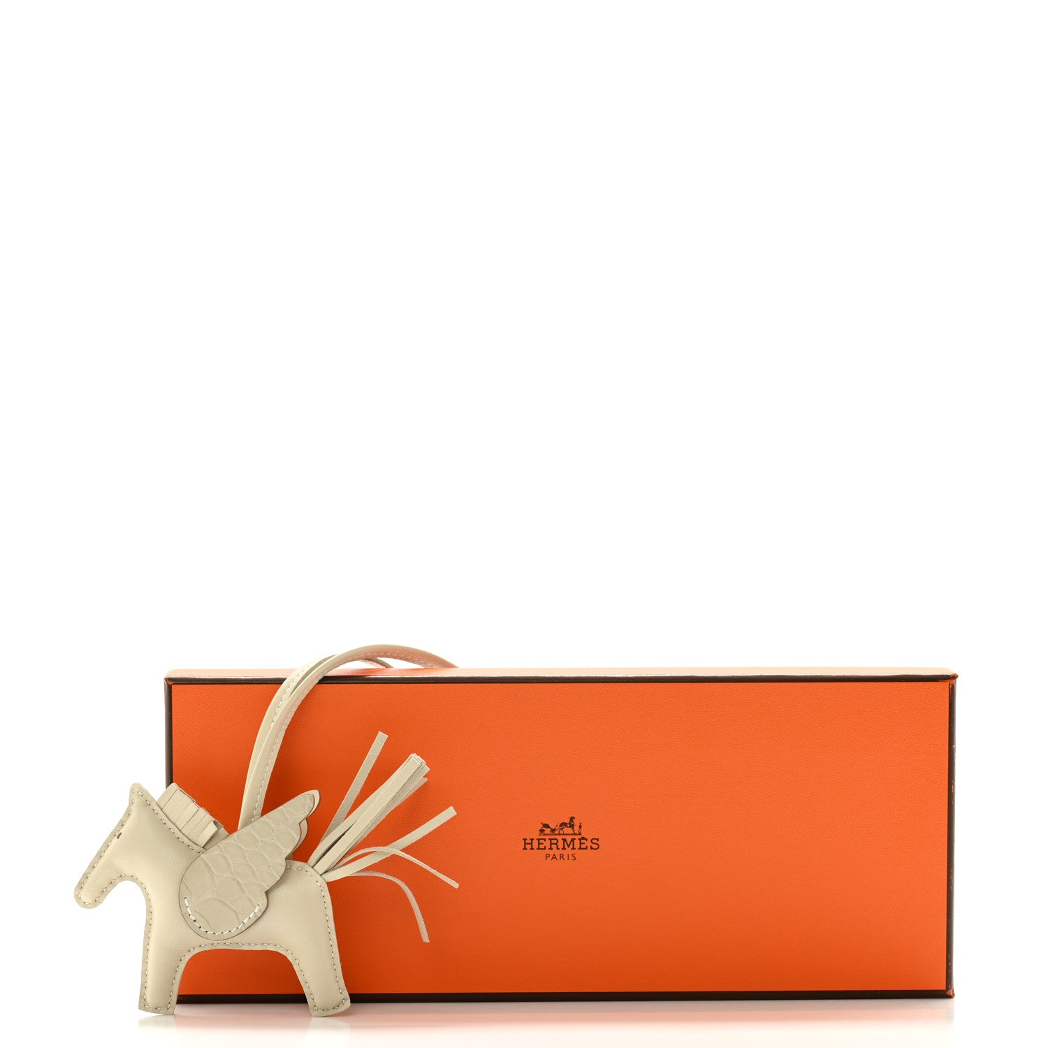 Hermes Milo Lambskin Matte Alligator Touch Grigri Rodeo Pegase Horse Bag Charm PM Craie Nata Beton 6 of 6