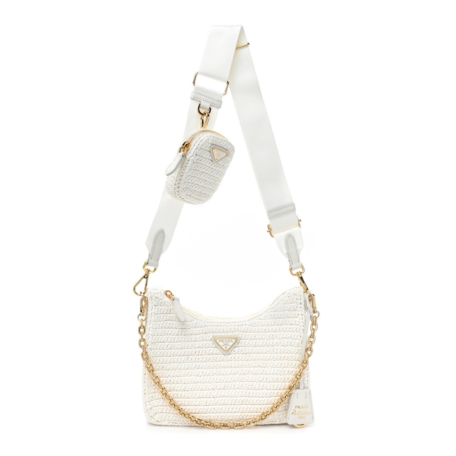 Prada Yarn Raffia Effect Crochet Re-Edition 2005 Shoulder Bag White 1 of 9