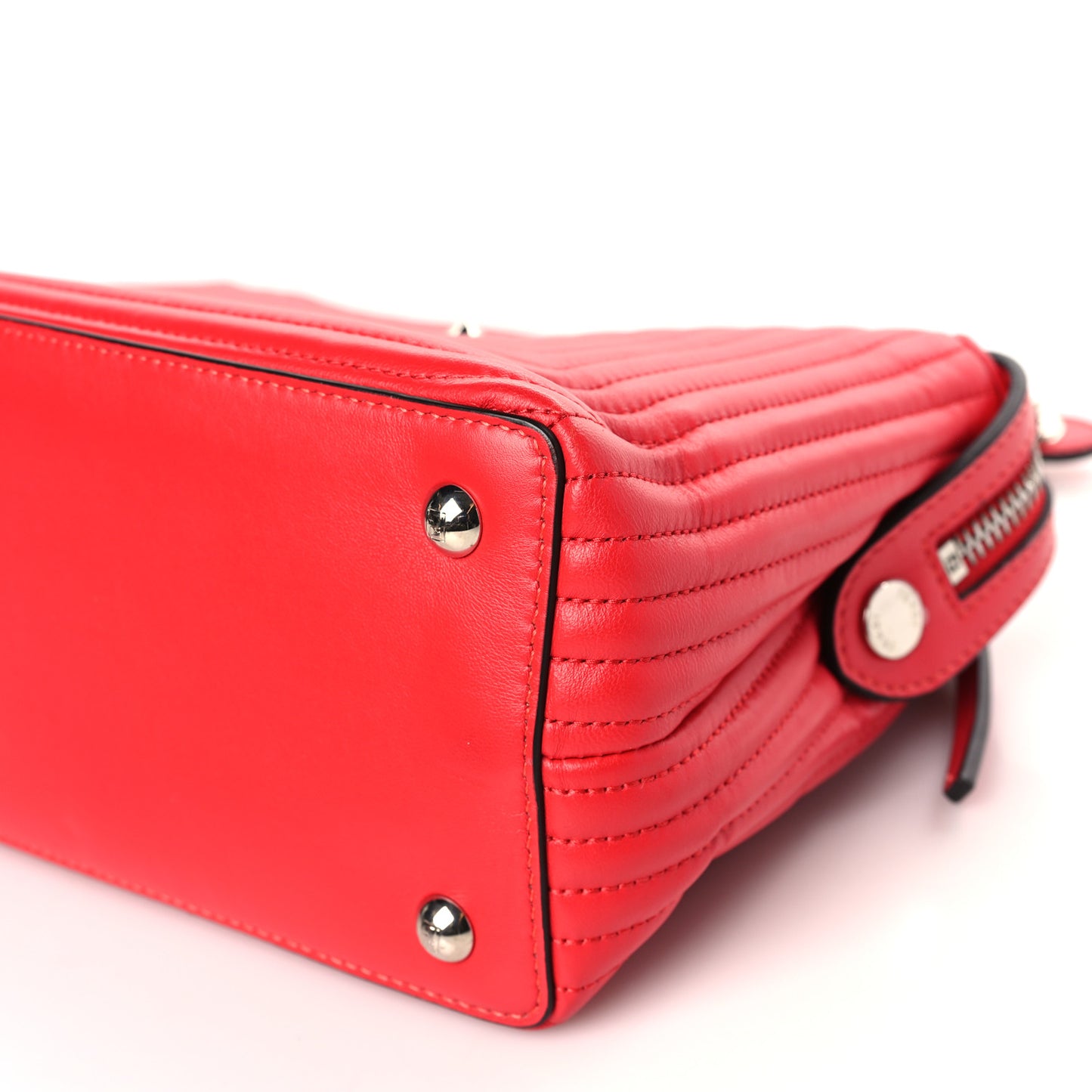 Shiny Nappa Trapuntata Small DotCom Click Chain Satchel Rojo