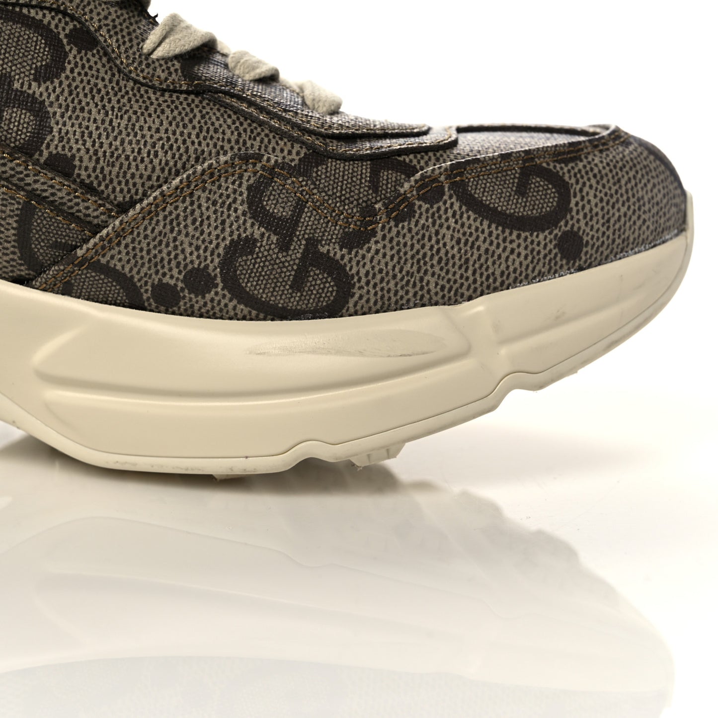 Maxi GG Supreme Monogram Gucci 100 Womens Rhyton Sneakers 37 Beige Ebony