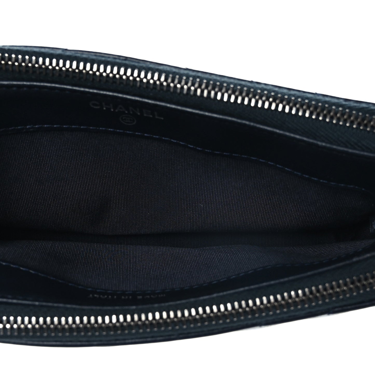 Calfskin Chevron Quilted Tassel Clutch With Chain Navy