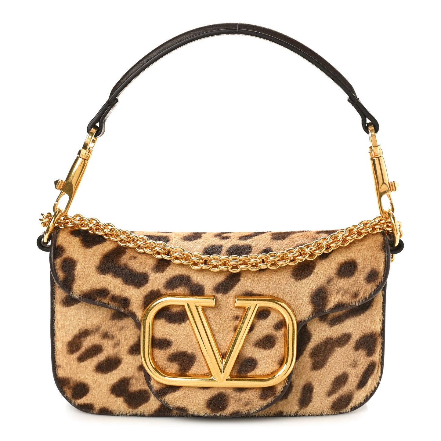 Pony Hair Leopard Vlogo Small Loco Shoulder Bag Brown Multicolor