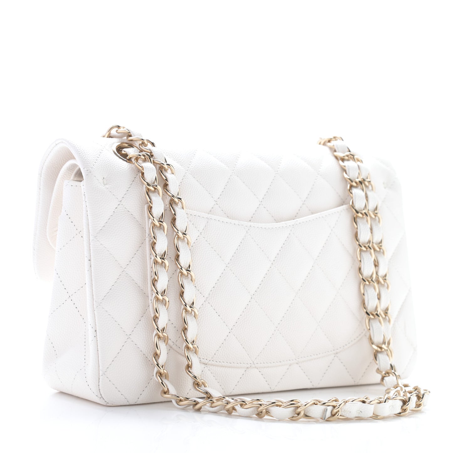 Caviar Quilted Small Double Flap White