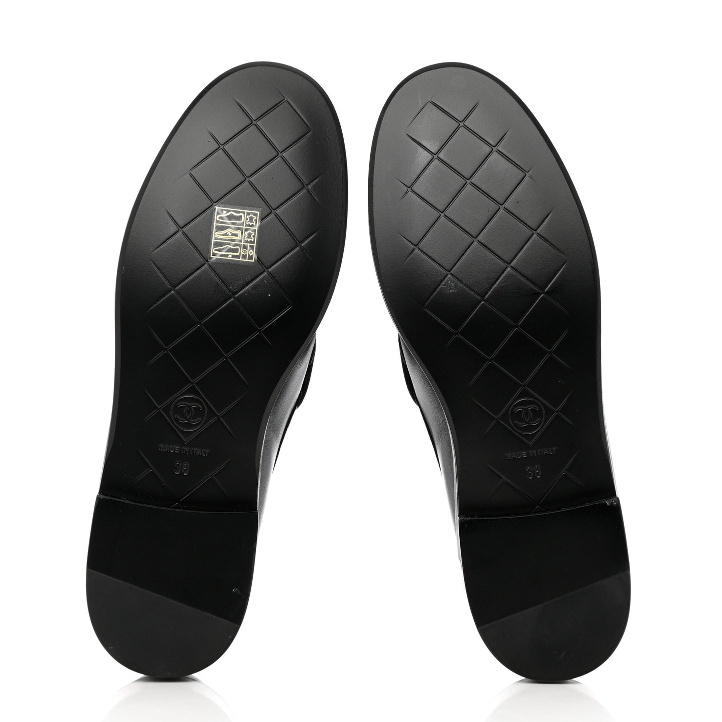 Lambskin Quilted CC Turnlock Loafers 38 Black