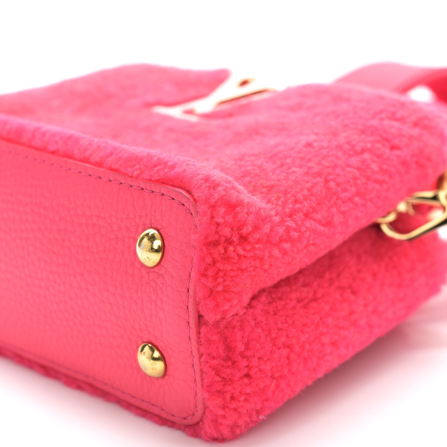 Louis Vuitton Shearling Calfskin Capucines Mini Pink 9 of 10
