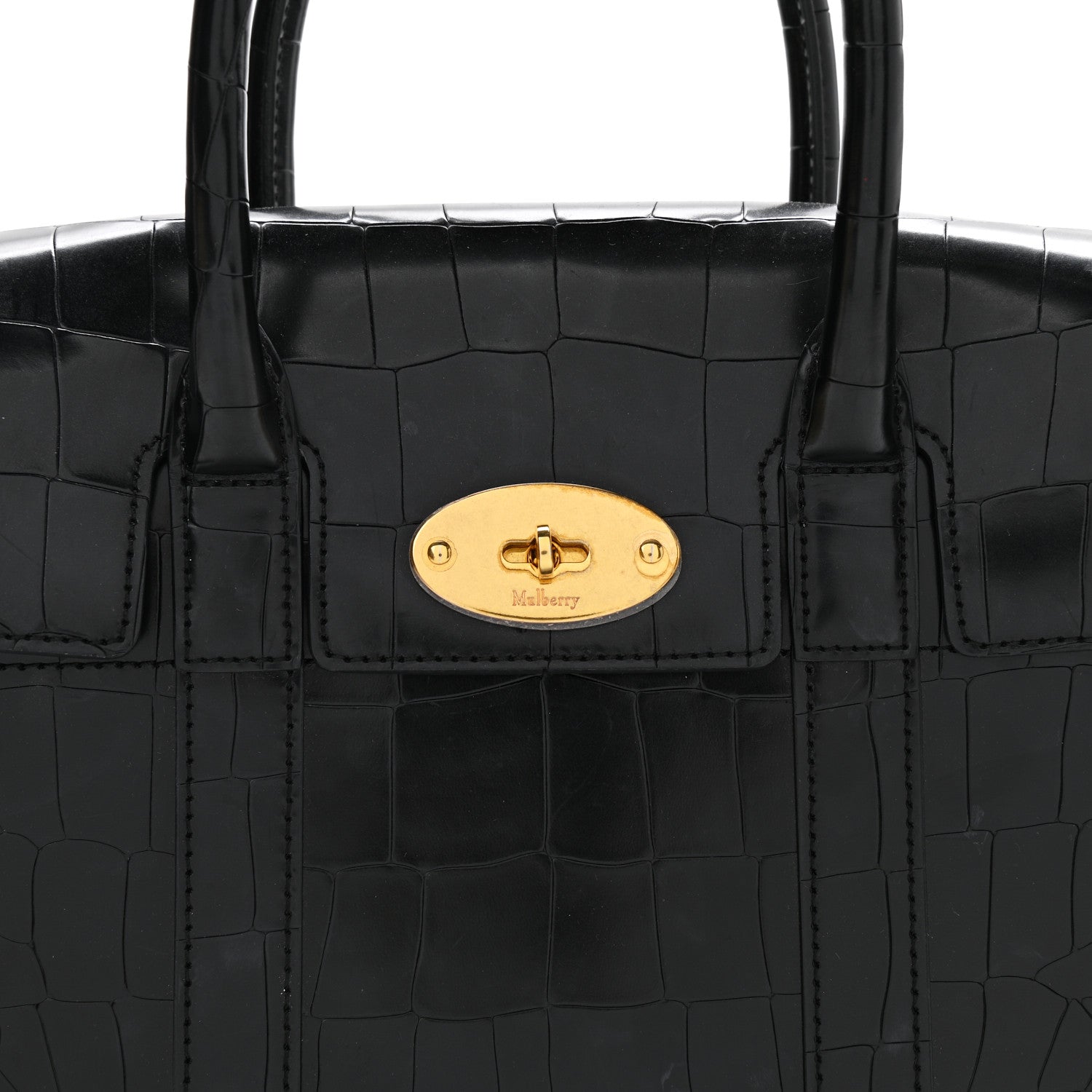 Mulberry Crocodile Embossed Calfskin Bayswater Black 8 of 11