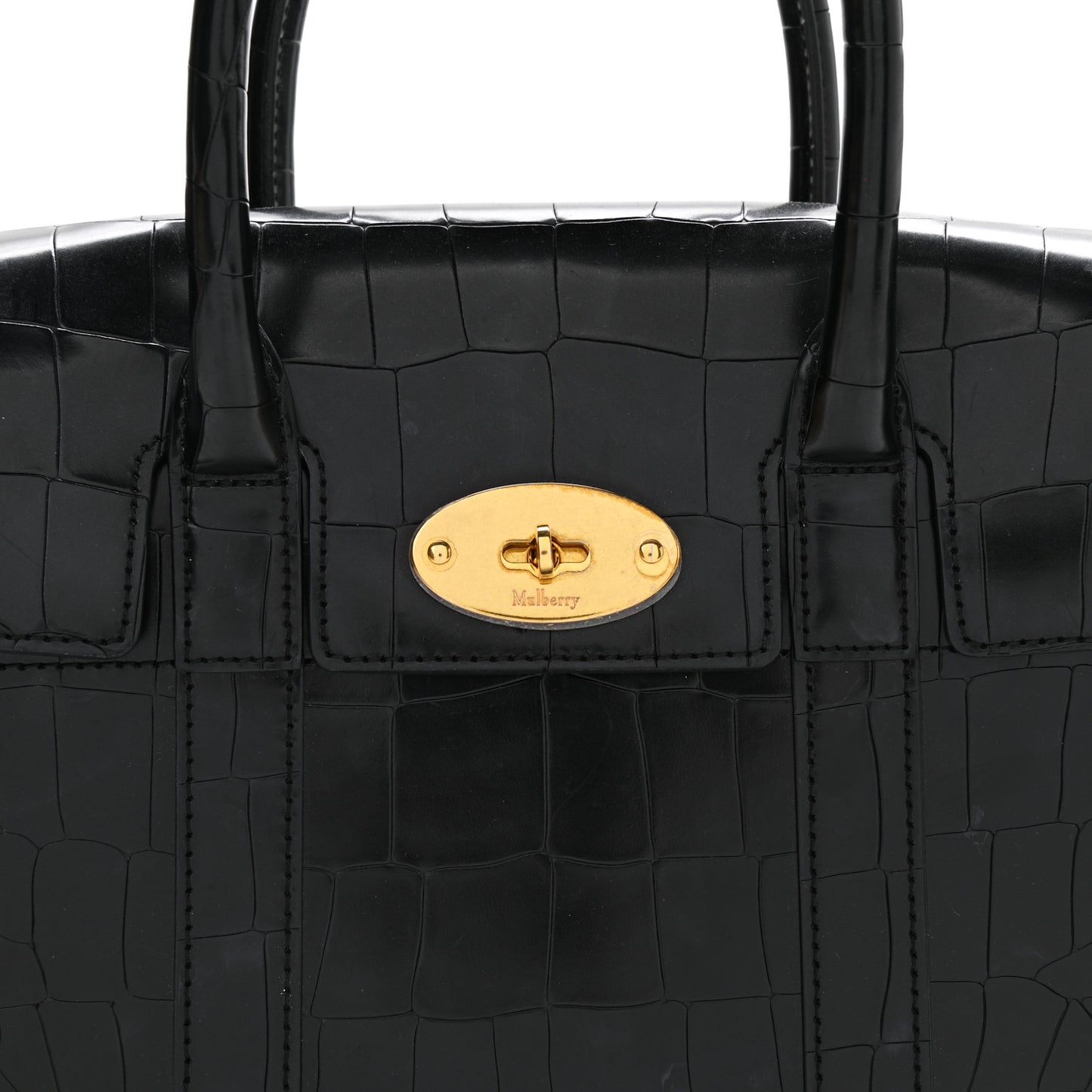 Crocodile Embossed Calfskin Bayswater Black