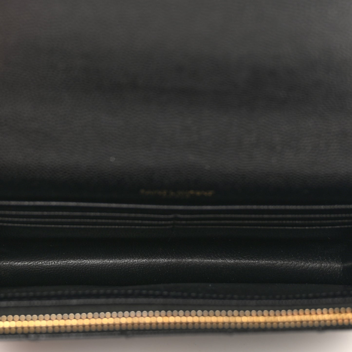 Grain De Poudre Matelasse Chevron Monogram Envelope Chain Wallet Black