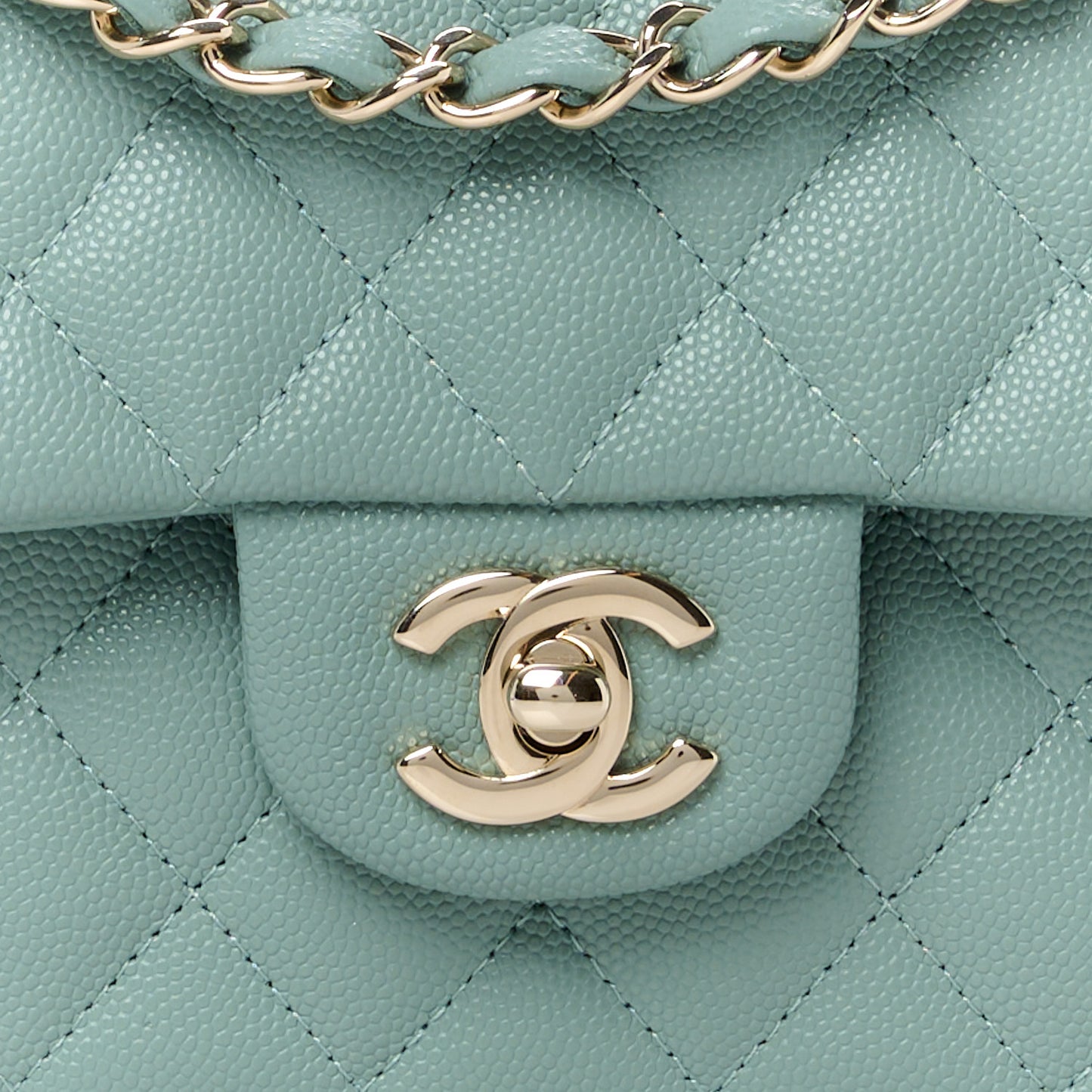 Caviar Quilted Medium Double Flap Dark Green