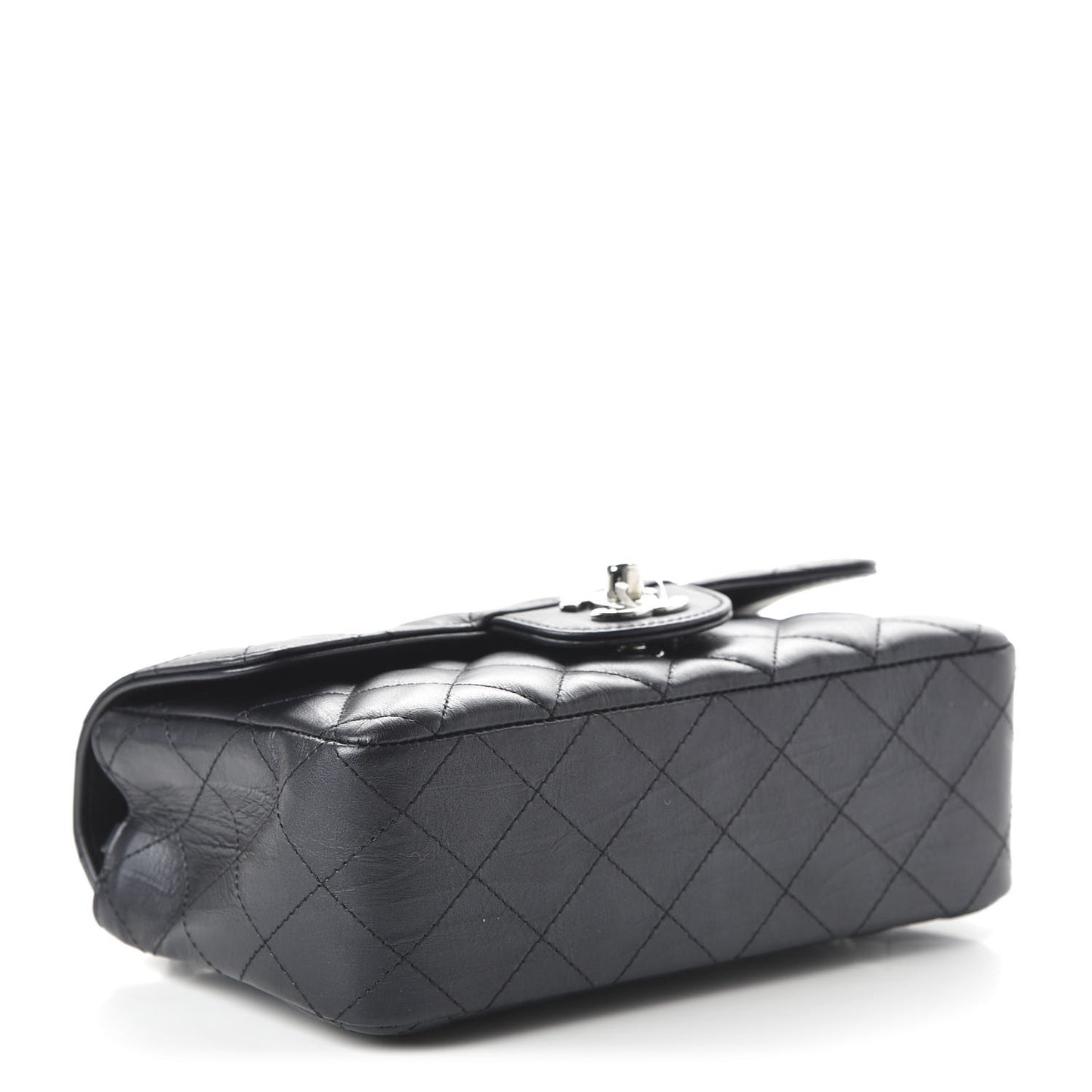 Calfskin Quilted Mini Rectangular Flap Black