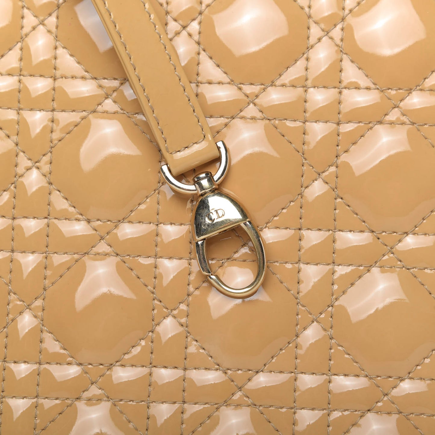 Patent Cannage Large Lady Dior Beige