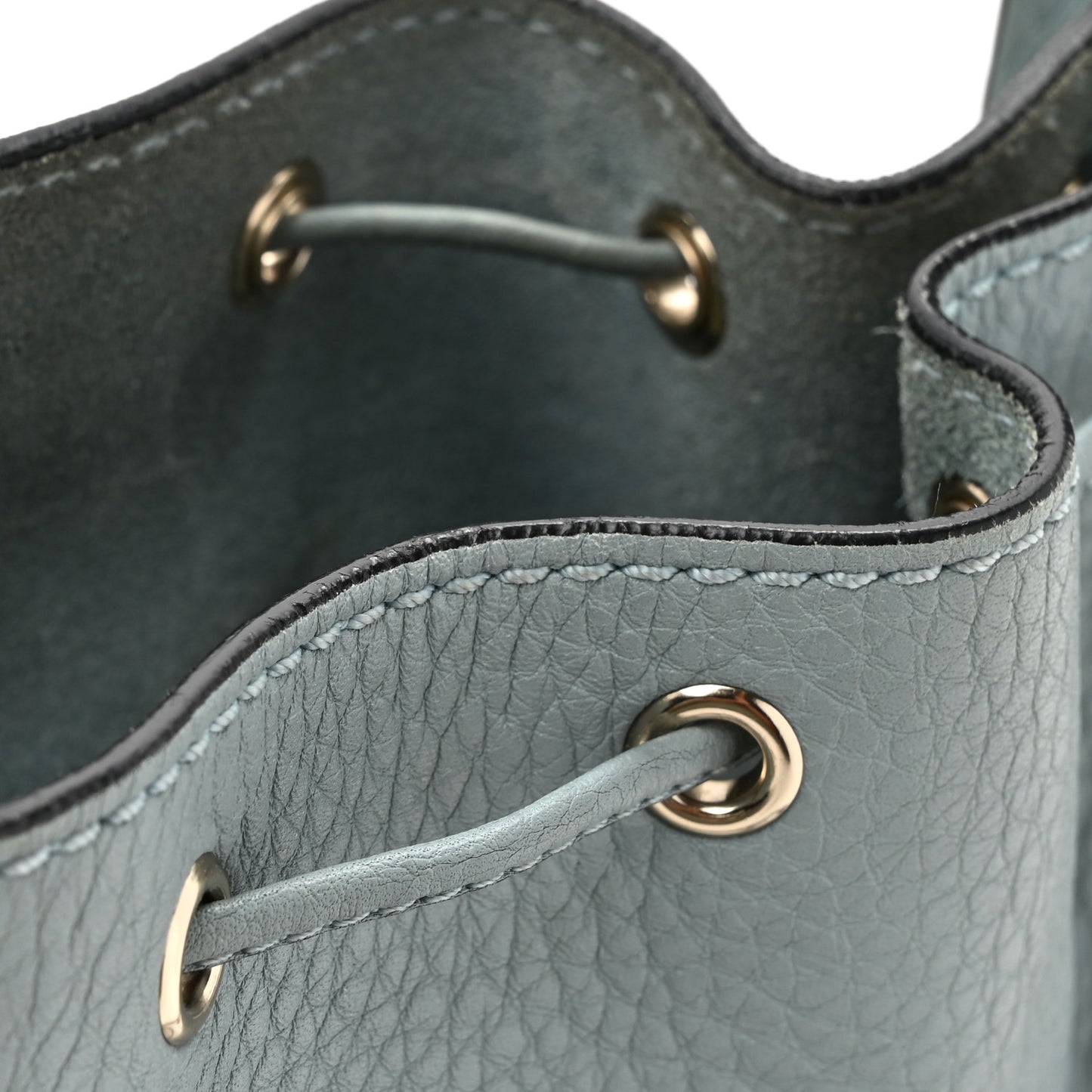 Grained Calfskin Rockstud Bucket Bag Amadeus