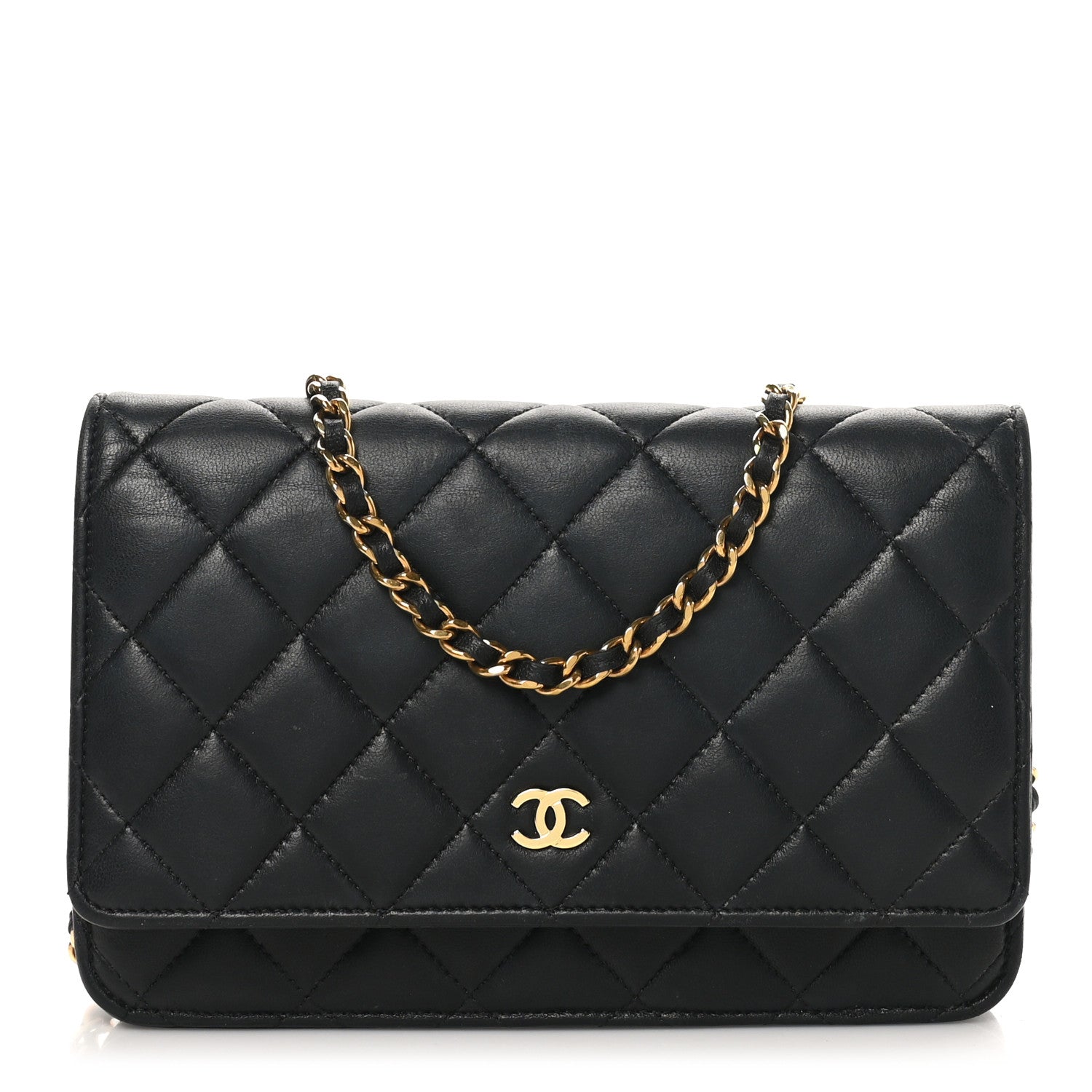 Chanel Lambskin Quilted Wallet On Chain WOC Black 1 of 11