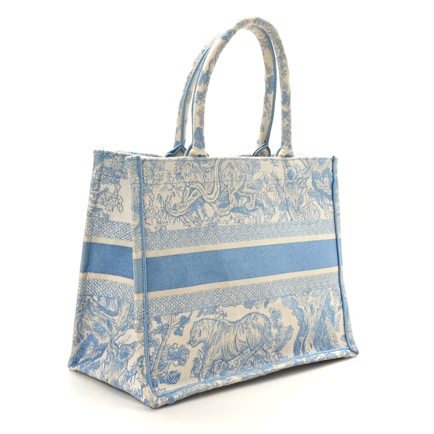 Canvas Embroidered Medium Dioriviera Toile De Jouy Book Tote Light Blue