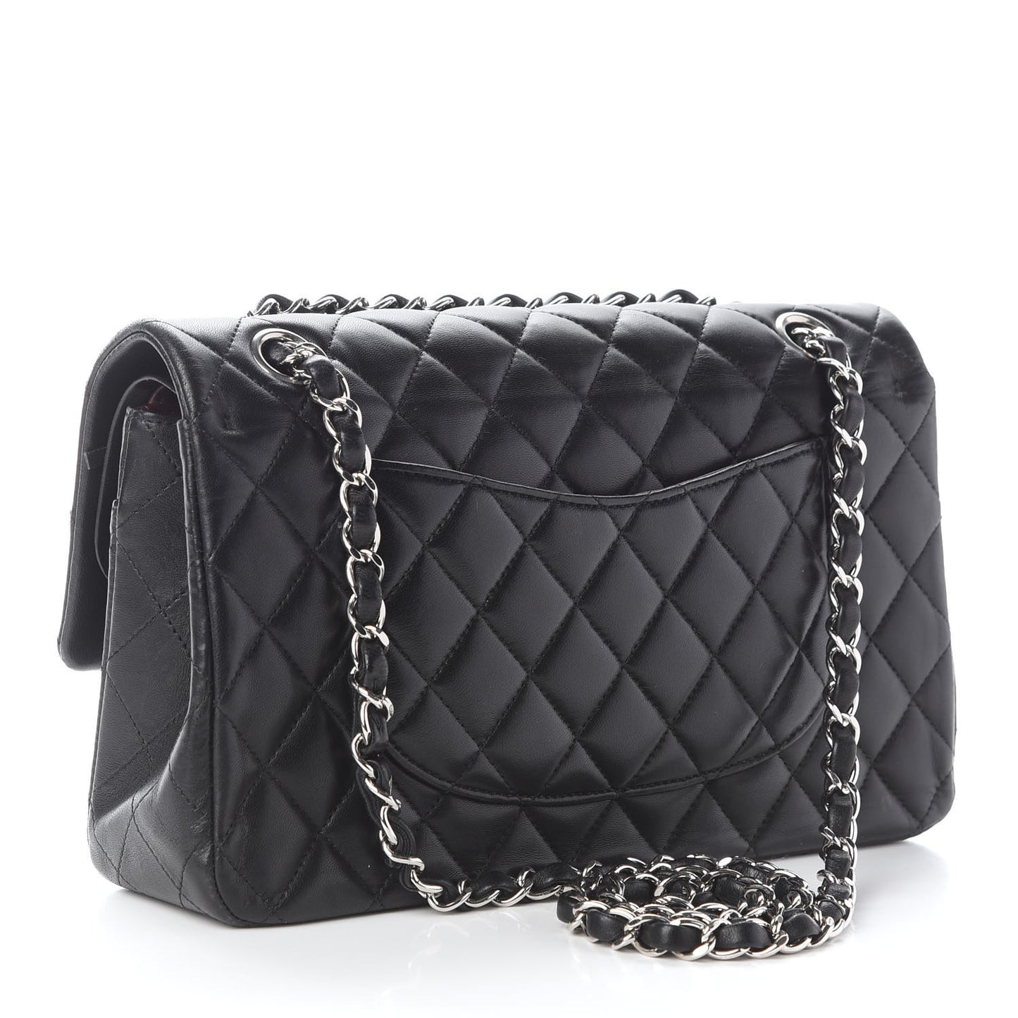 Lambskin Quilted Medium Double Flap Black
