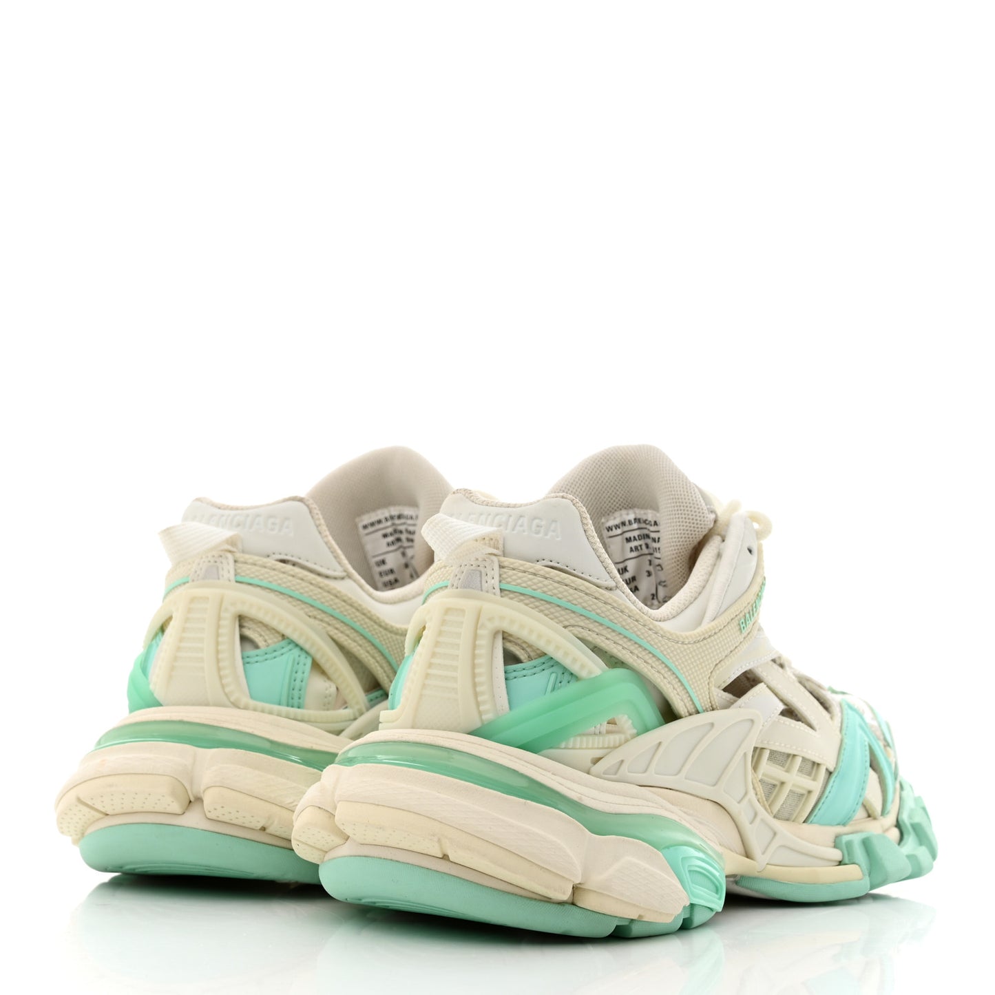 Rubber Mesh Tri-Color Womens Track.2 Open Sneakers 36 Mint Light Beige Grey