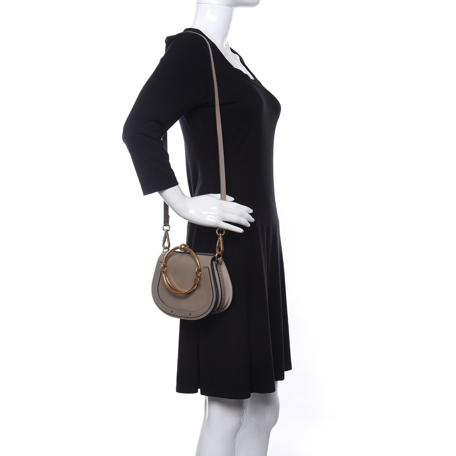 Chloe Calfskin Suede Small Nile Bracelet Bag Motty Grey 2 of 10