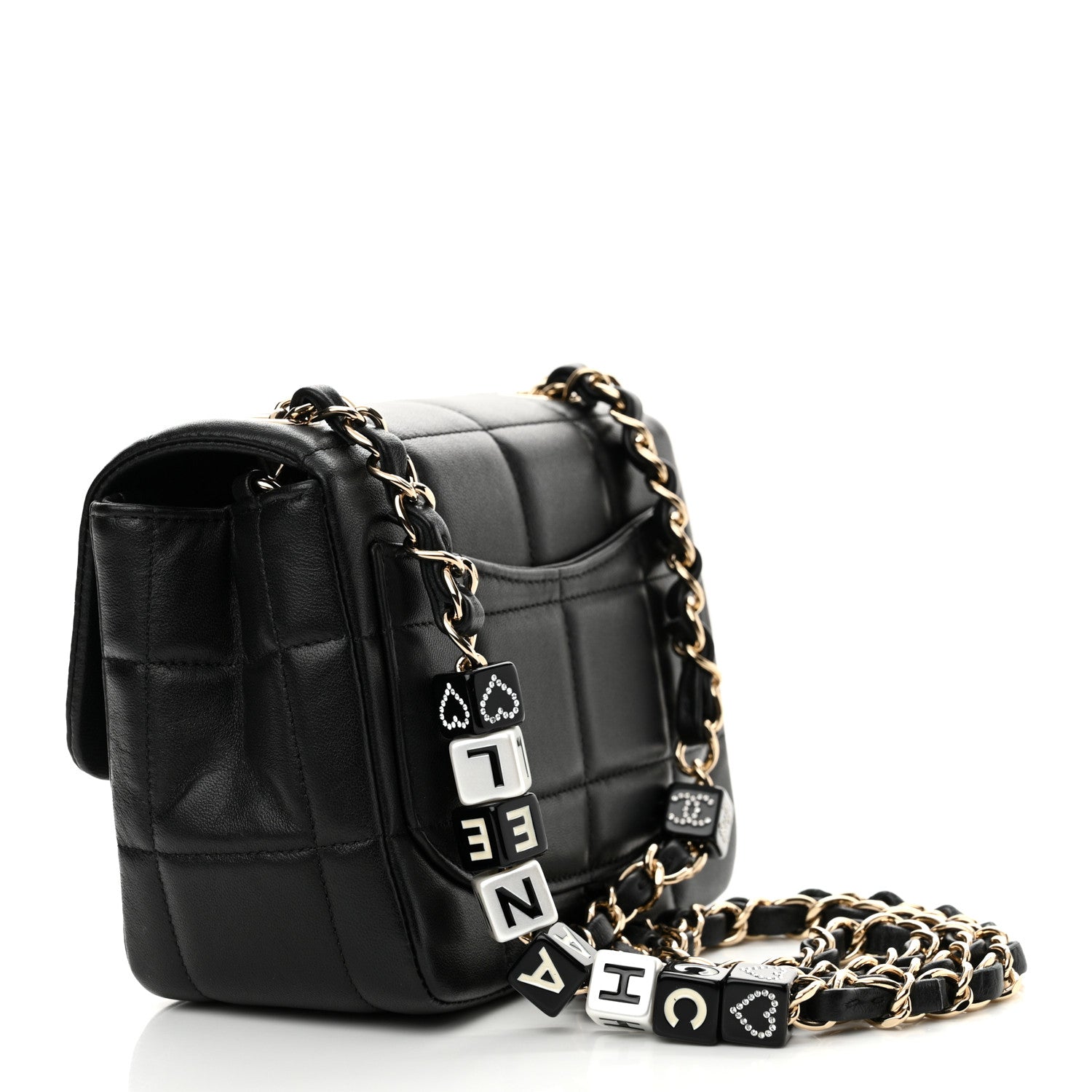 Chanel Lambskin Resin Crystal Square Quilted Mini Monacoco Flap Black 2 of 10