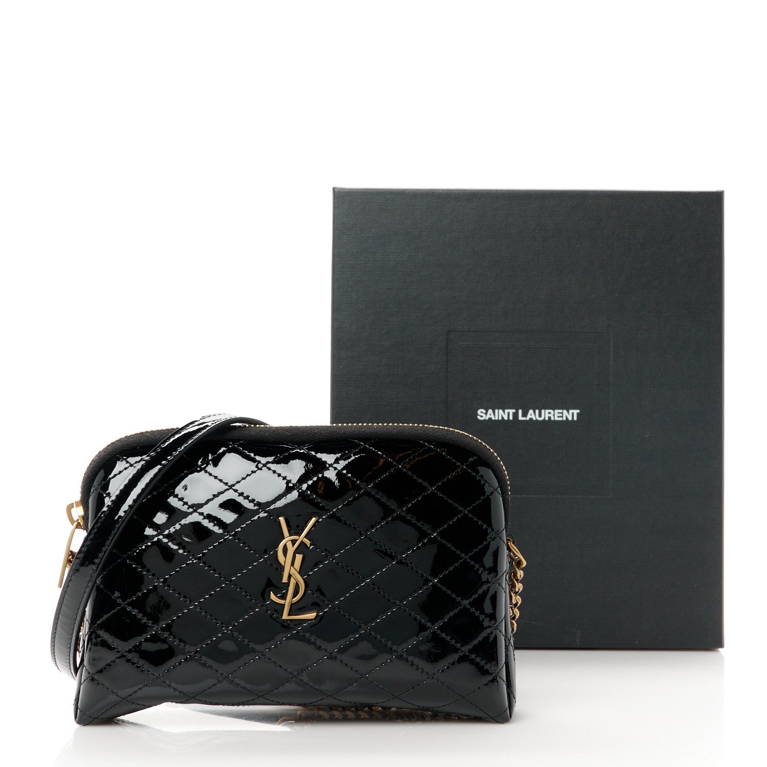 Saint Laurent Patent Quilted Gaby Zipped Pouch Black 10 of 10