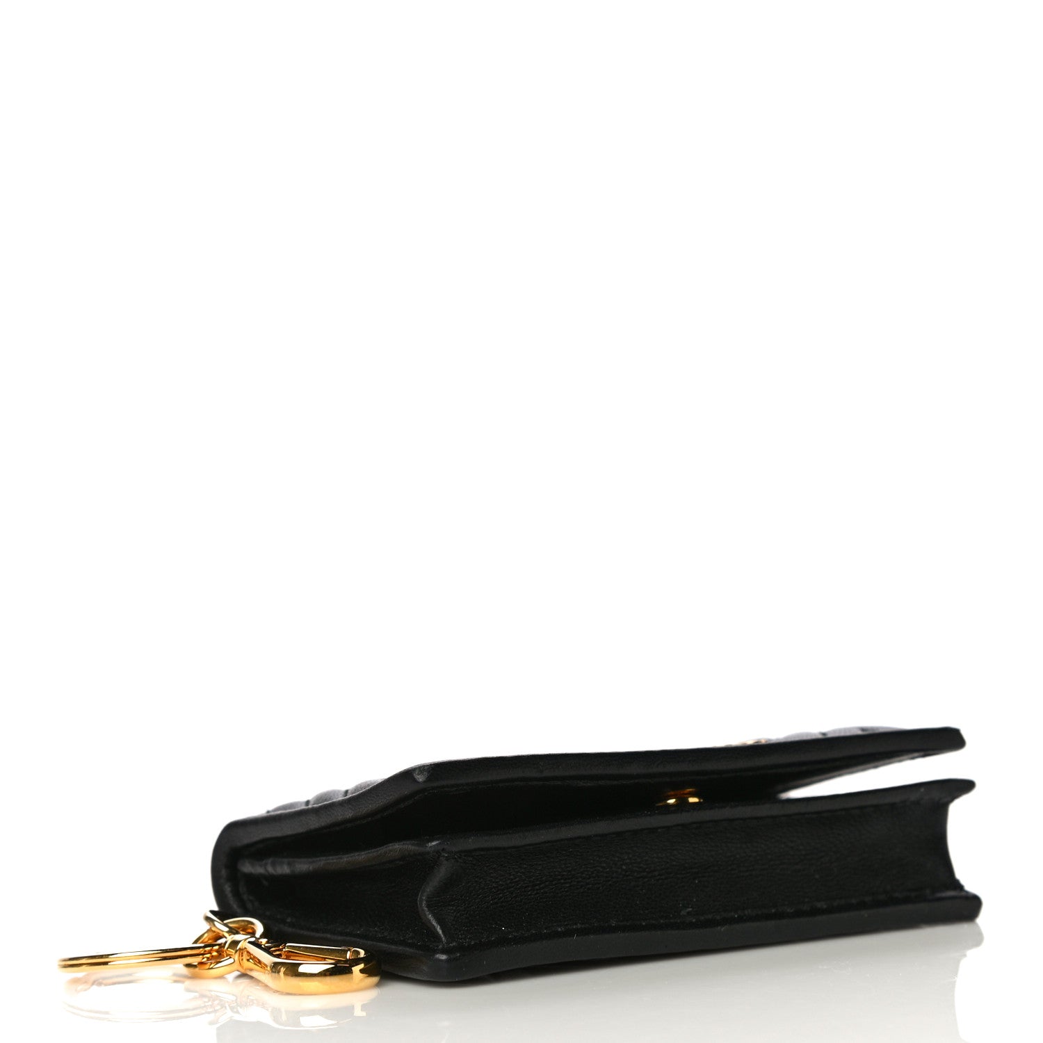 Miu Miu Nappa Impunture Flap Card Holder Key Ring Black 4 of 16