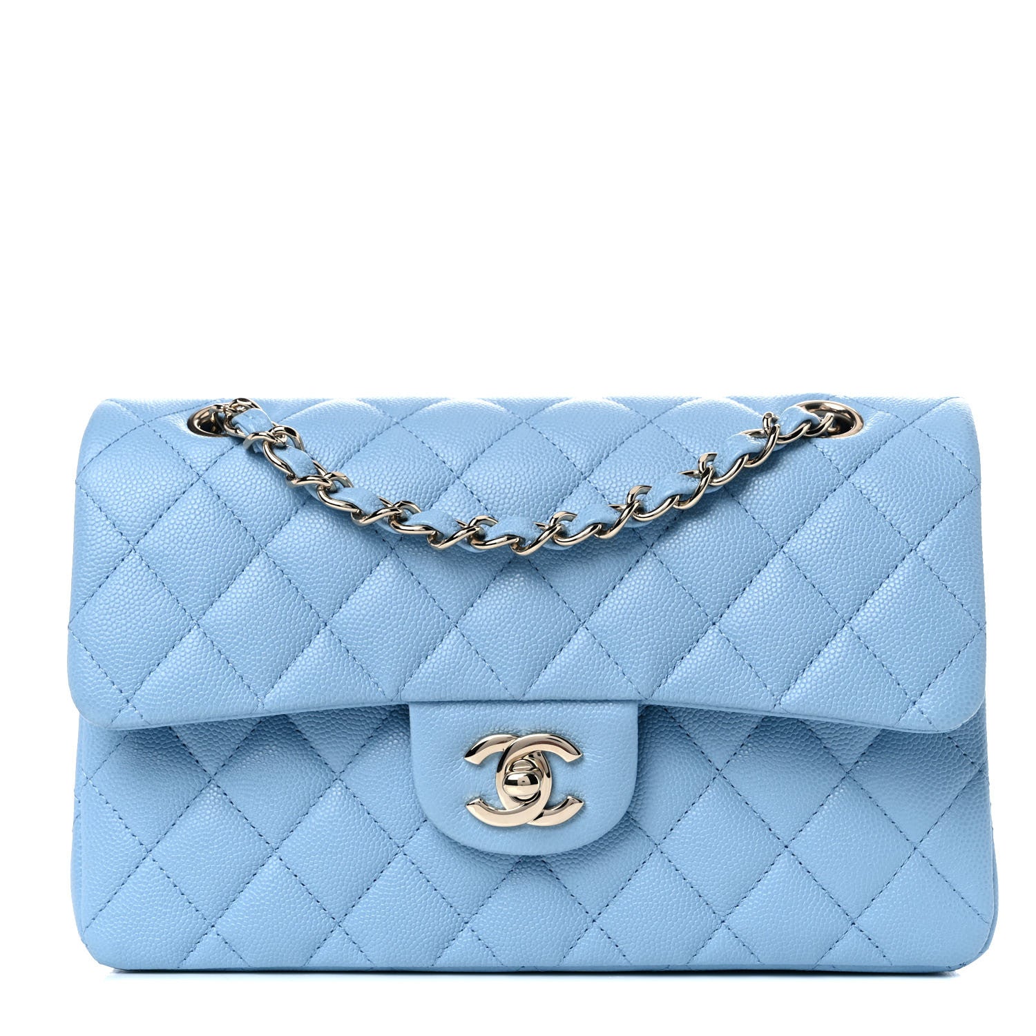 Chanel Caviar Quilted Small Double Flap Light Blue 1 of 9