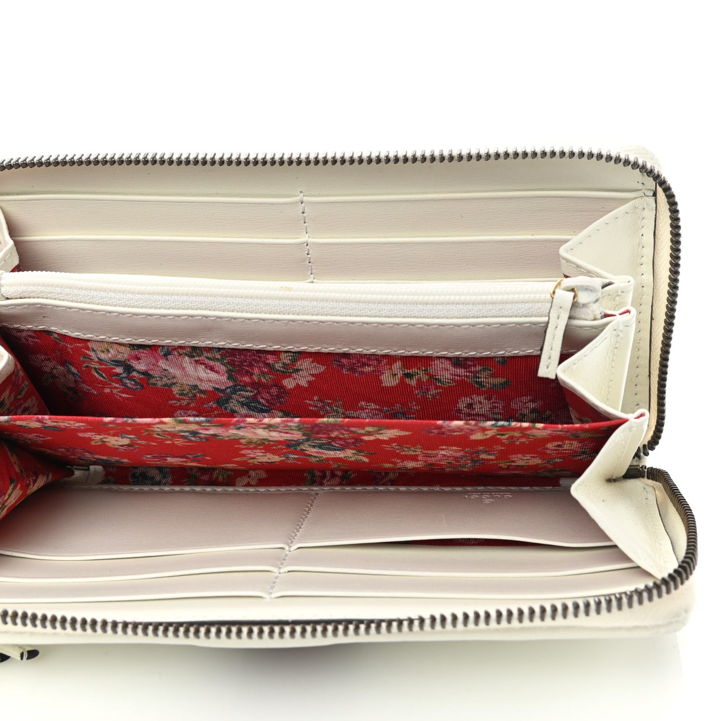Calfskin Web Trapuntata GG Zip Around Wallet Off White