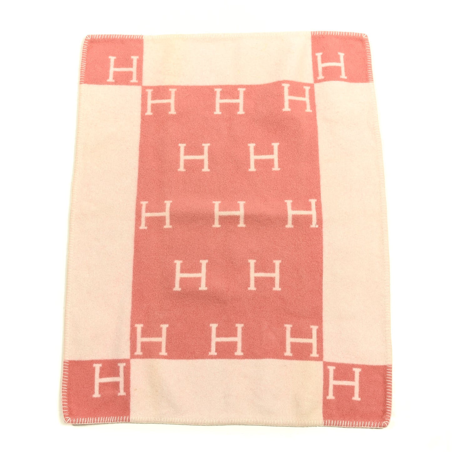 Wool Cashmere Avalon Baby Blanket Rose Airelle White