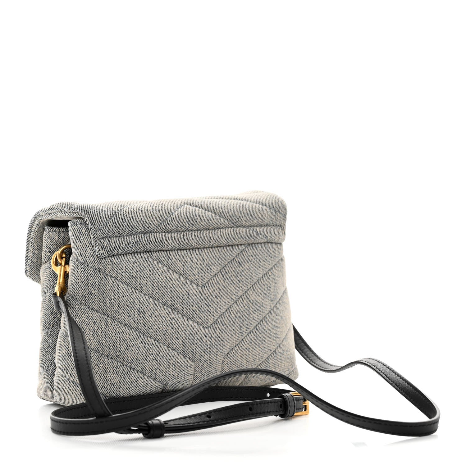 Saint Laurent Denim Y Quilted Monogram Toy Loulou Crossbody Bag Grey 3 of 11