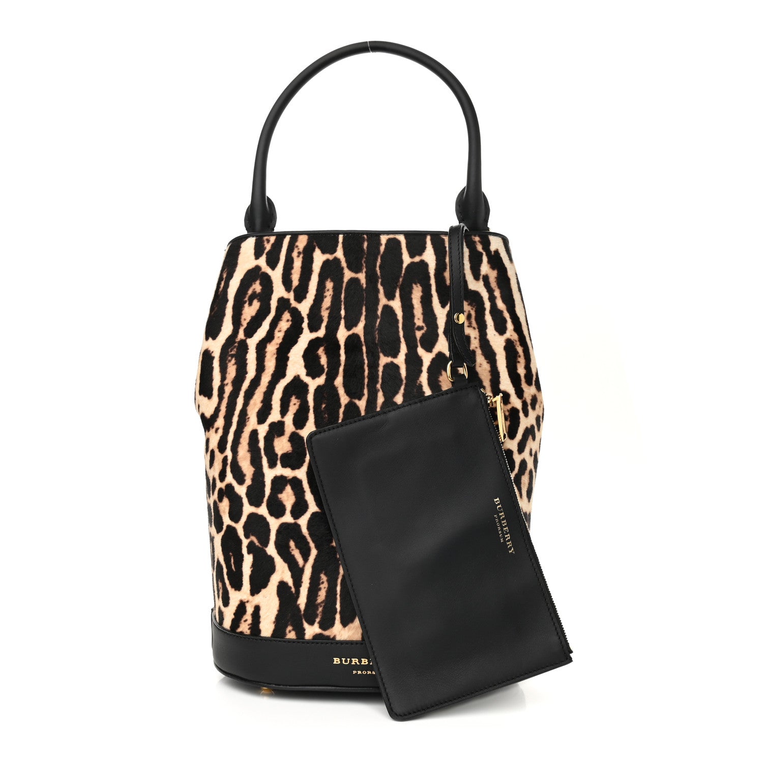 Burberry Prorsum Calf Hair Leopard Print The Bucket Bag Black
