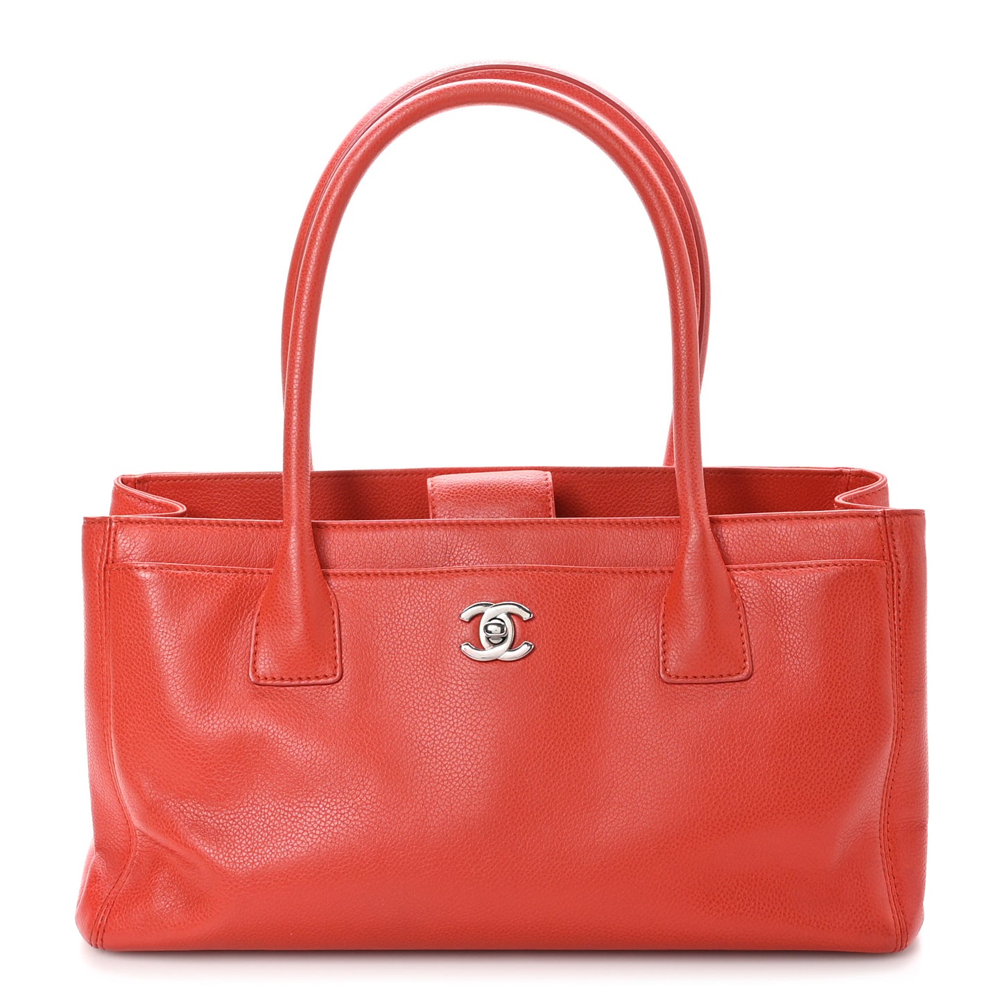 Calfskin Small Cerf Executive Shopper Tote Orange