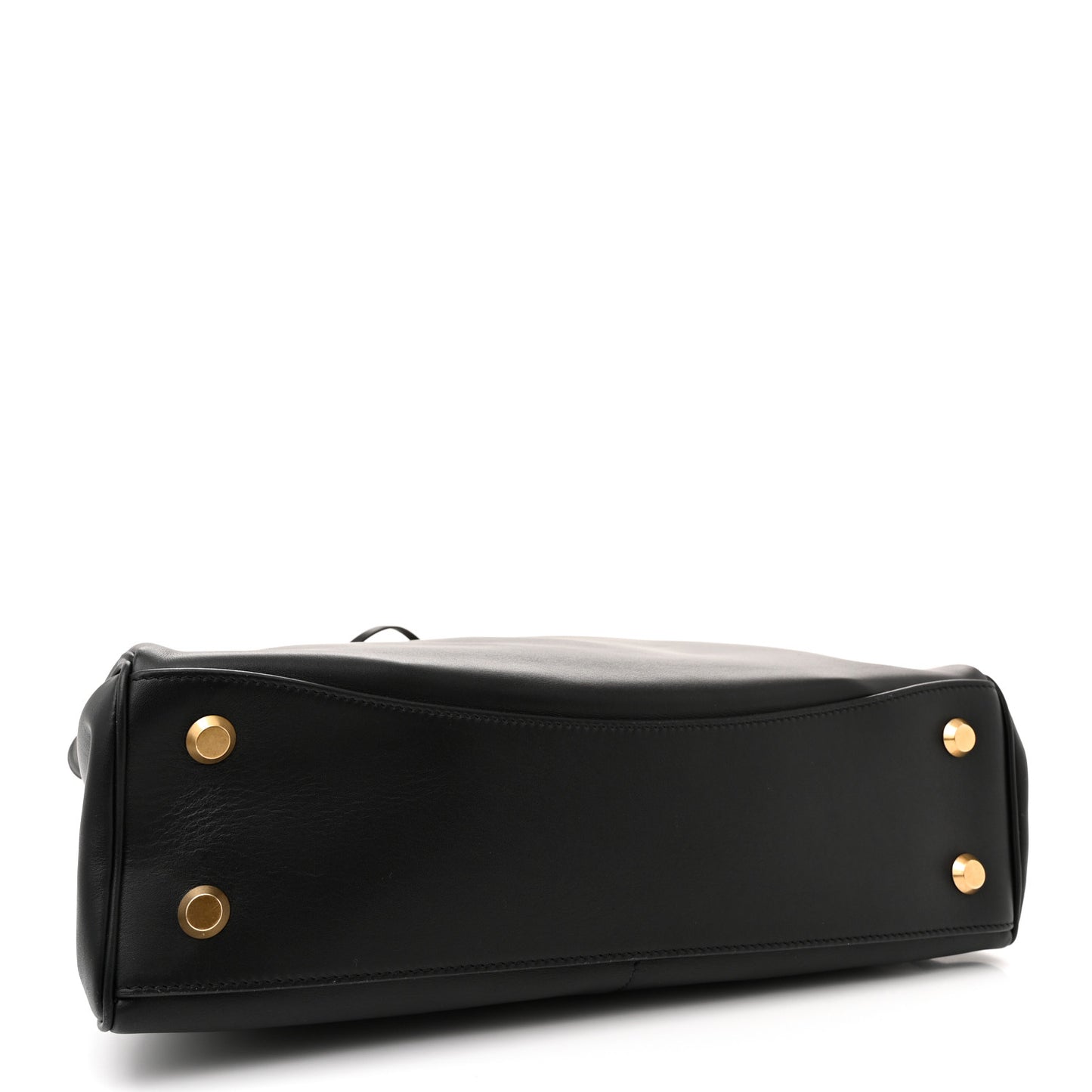 Natural Smooth Calfskin Medium Rodeo Top Handle Handbag Black