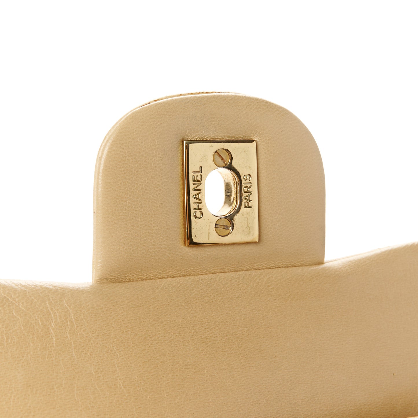 Lambskin Quilted Medium Double Flap Beige