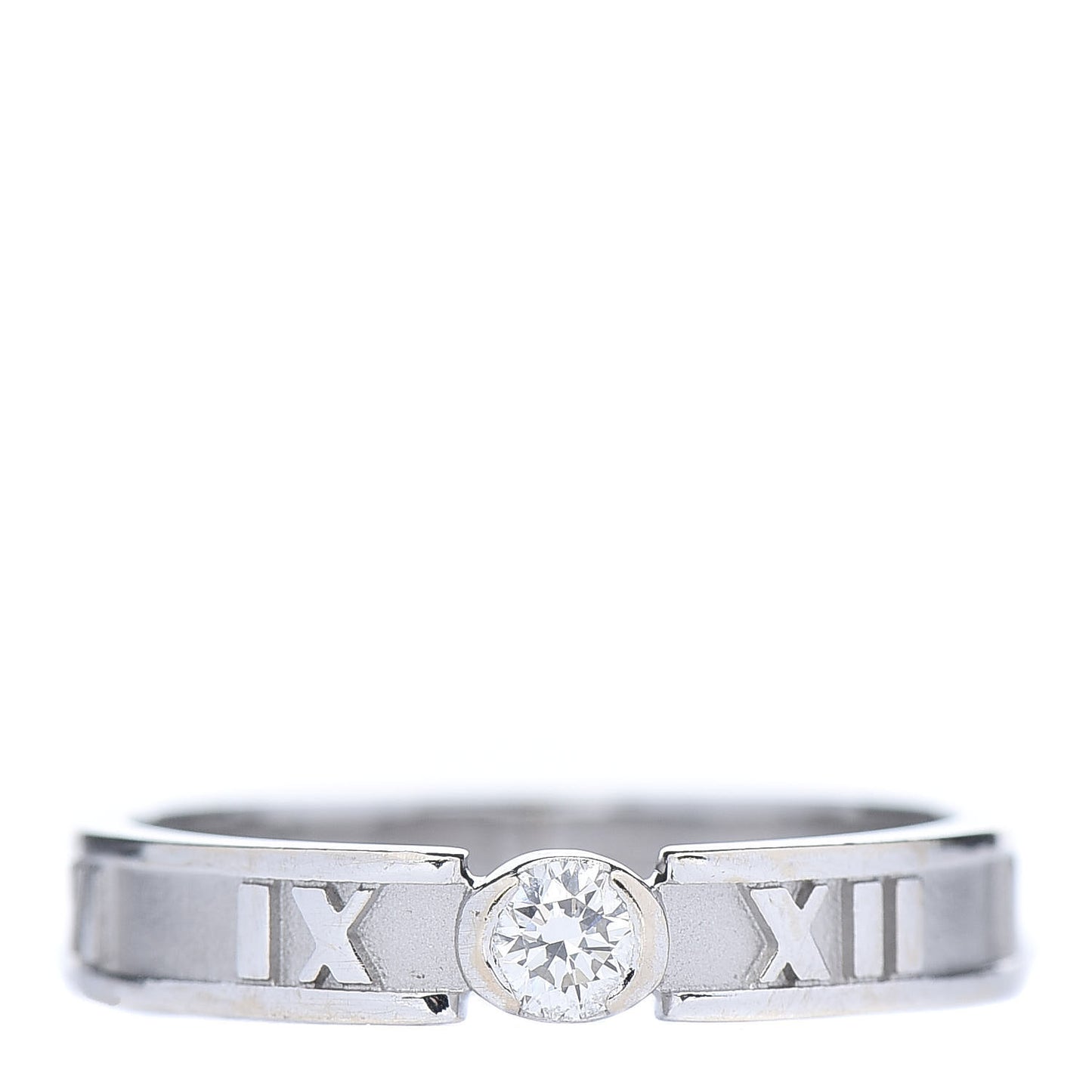 18K White Gold Diamond Atlas Solitaire Band Ring 52 6