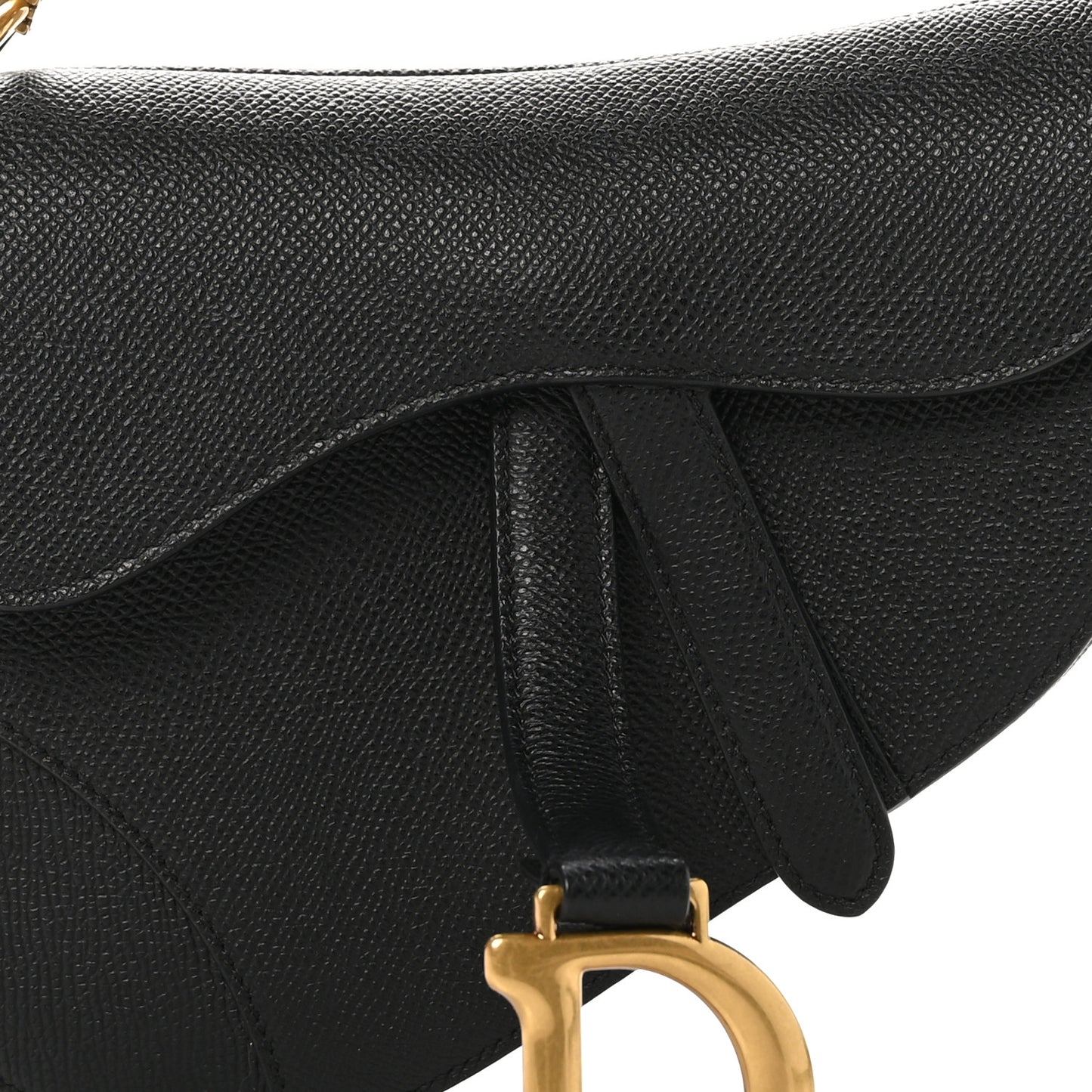 Grained Calfskin Mini Saddle Bag Black