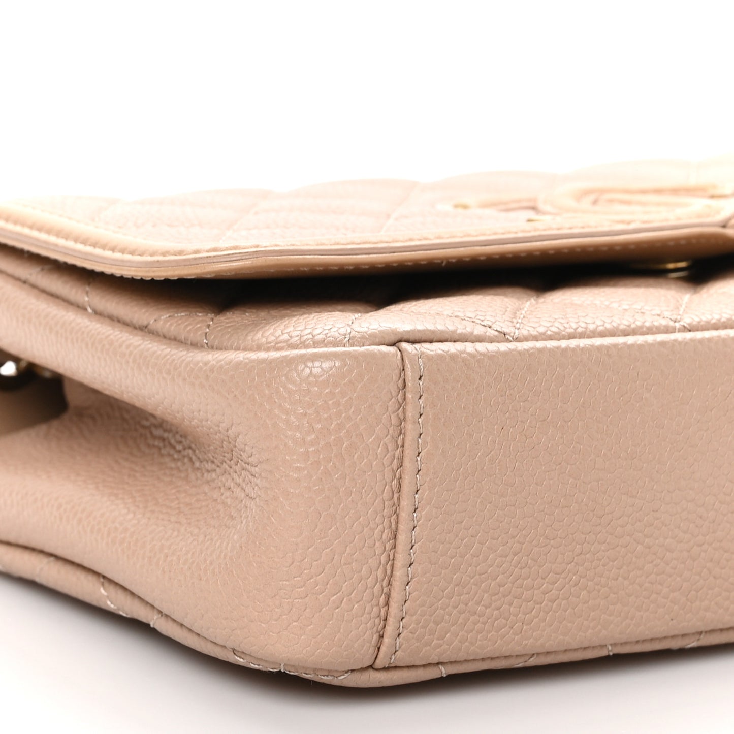 Caviar Quilted Small CC Filigree Flap Beige