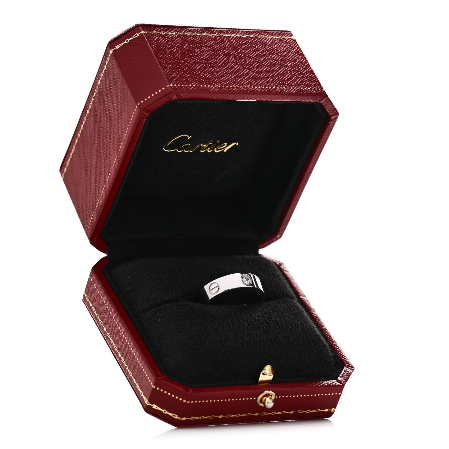 18K White Gold 3 Diamond 5.5mm LOVE Ring 59 8.75