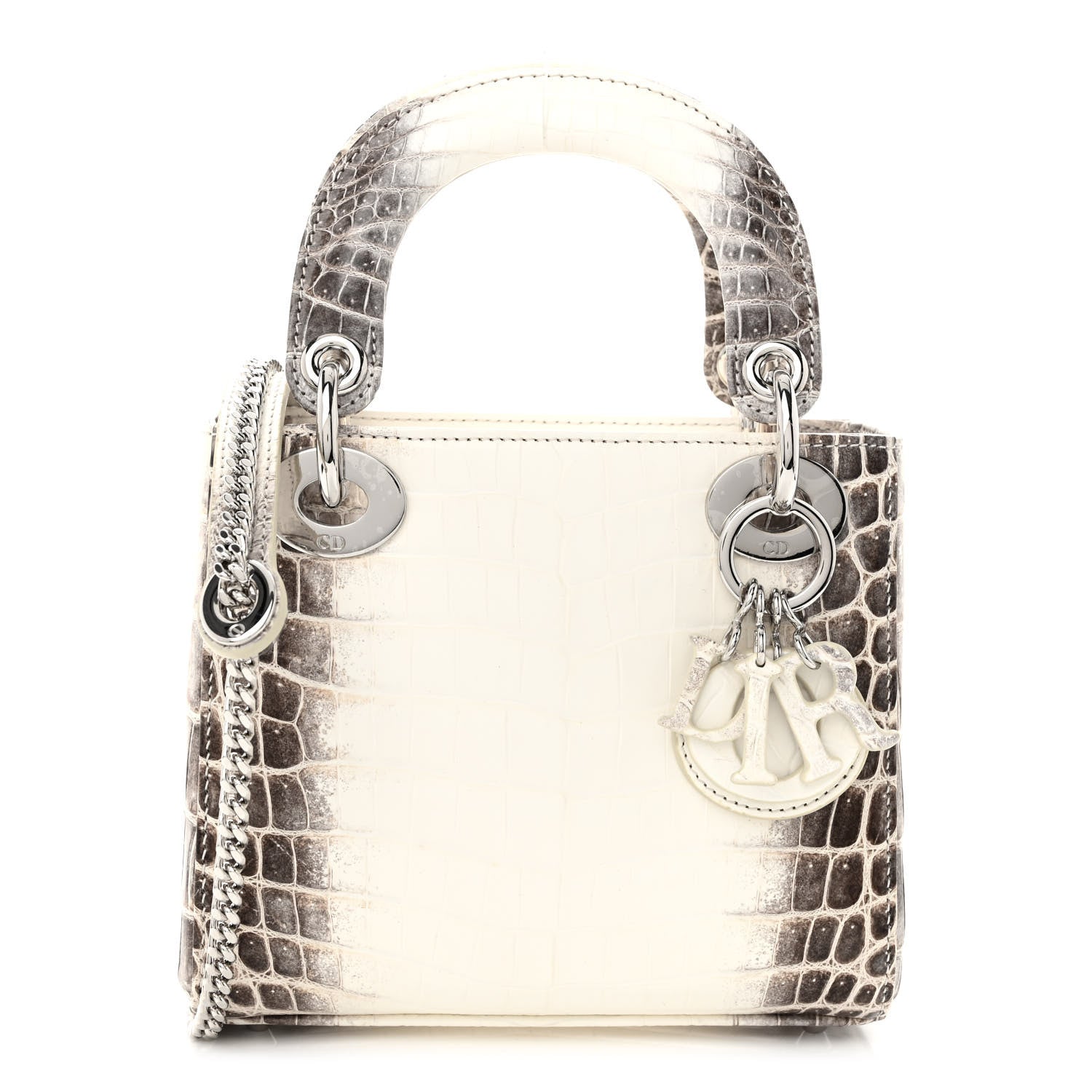 Christian Dior Niloticus Crocodile Himalaya Mini Lady Dior White