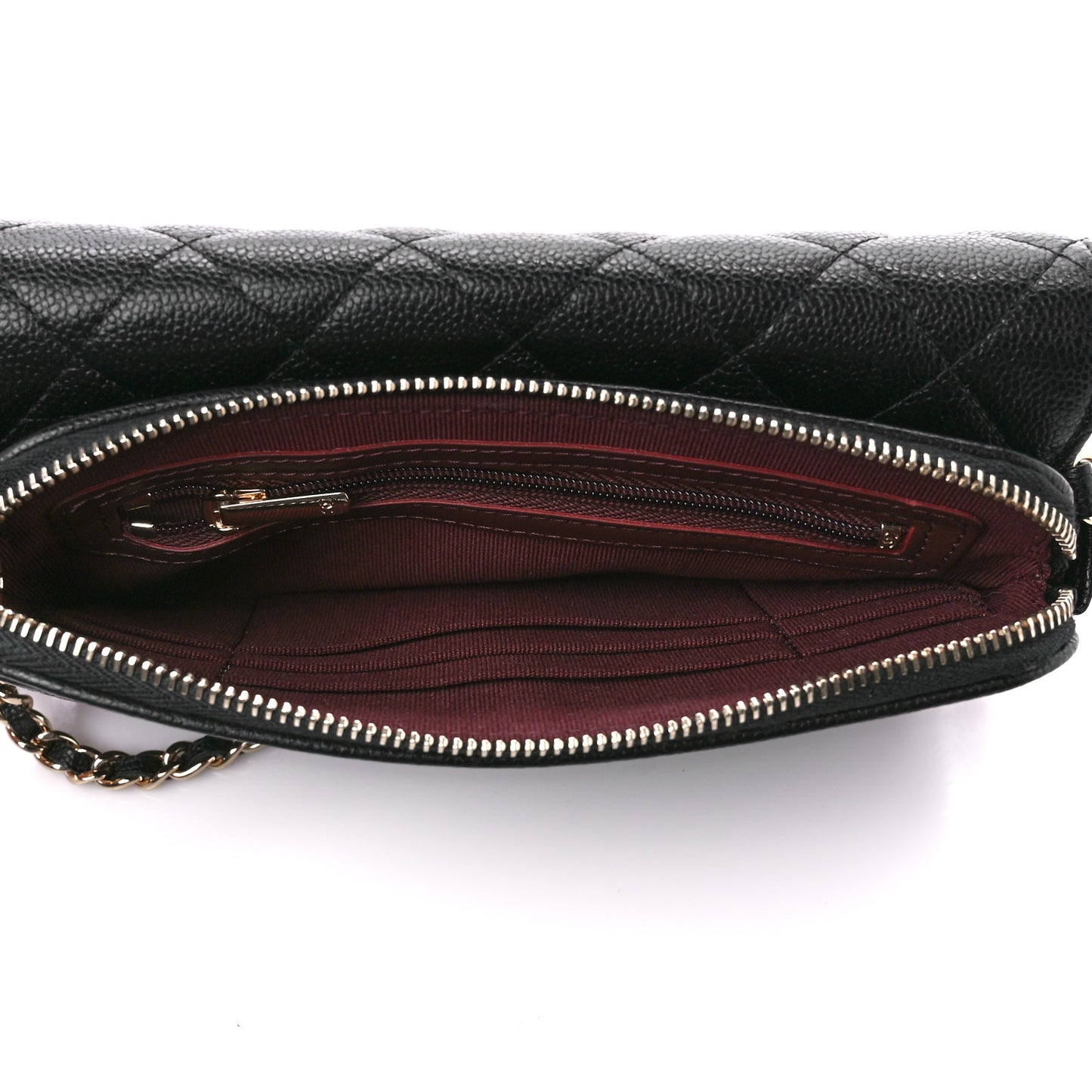 Caviar Quilted Flap Phone Holder With Chain Black