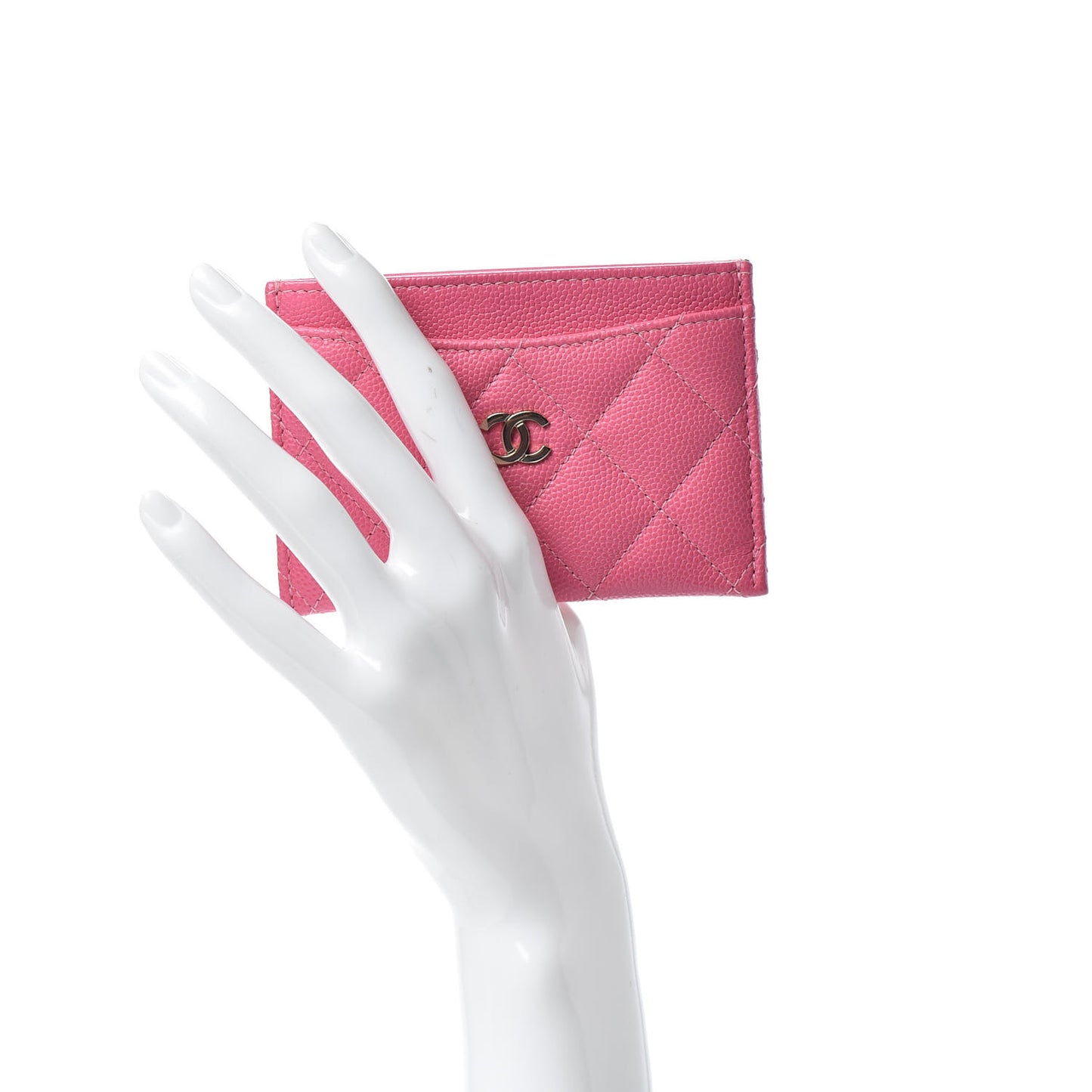 Caviar Quilted Card Holder Pink
