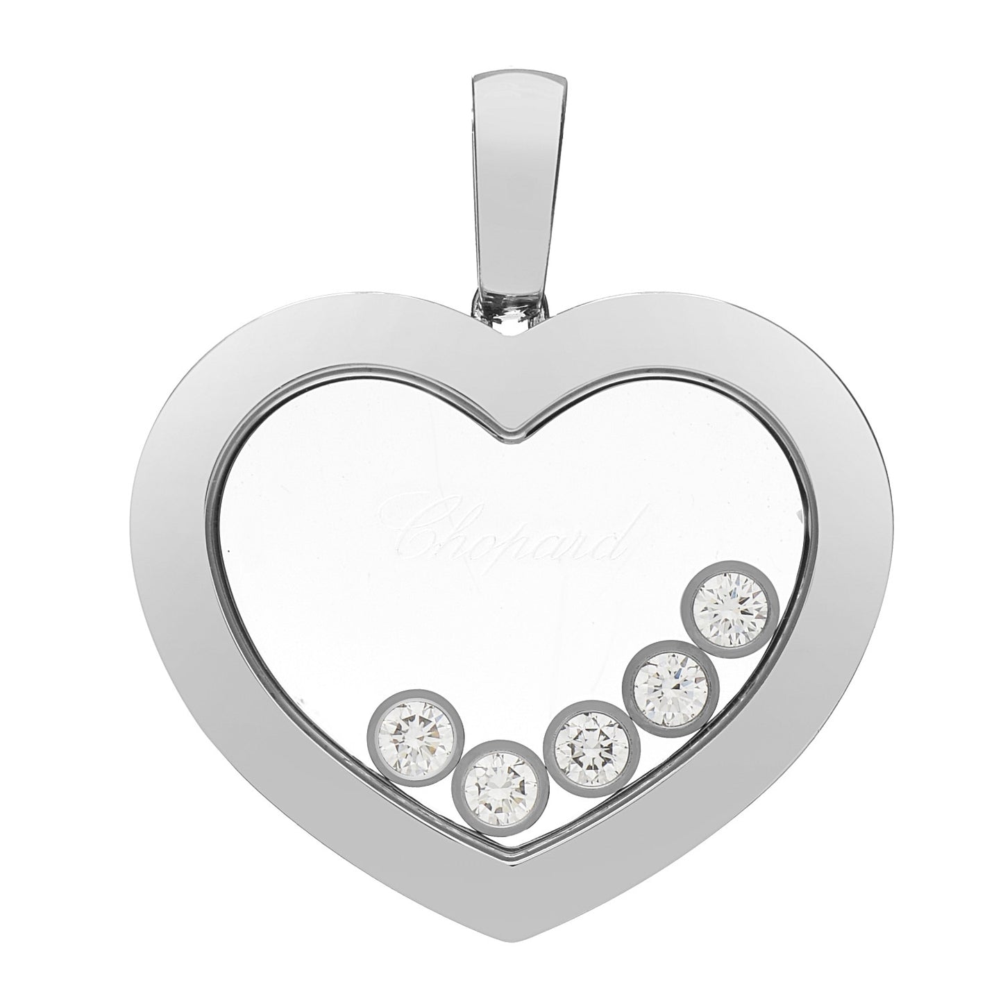 18K White Gold 5 Happy Diamonds Icons Heart Pendant