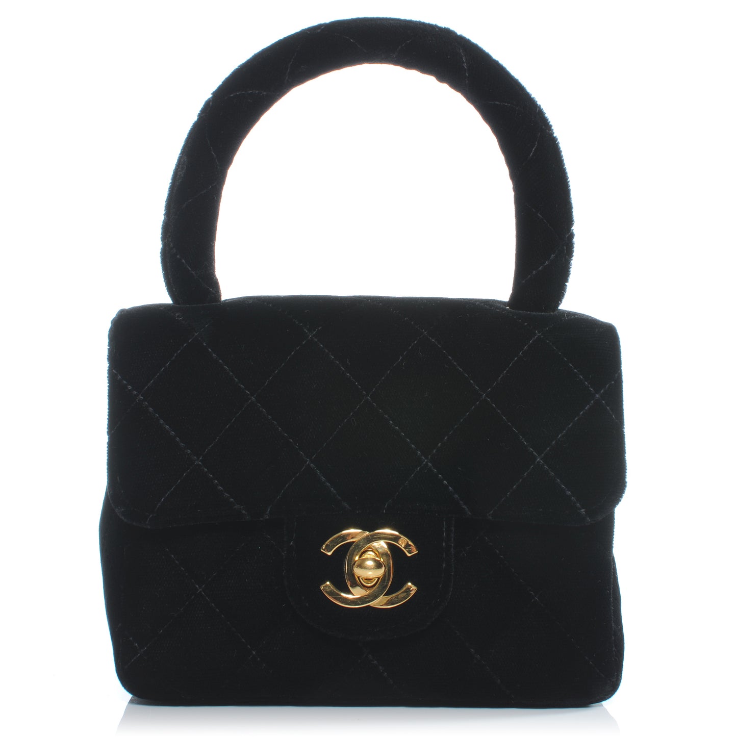 Velvet Micro Mini Kelly Flap Bag Black