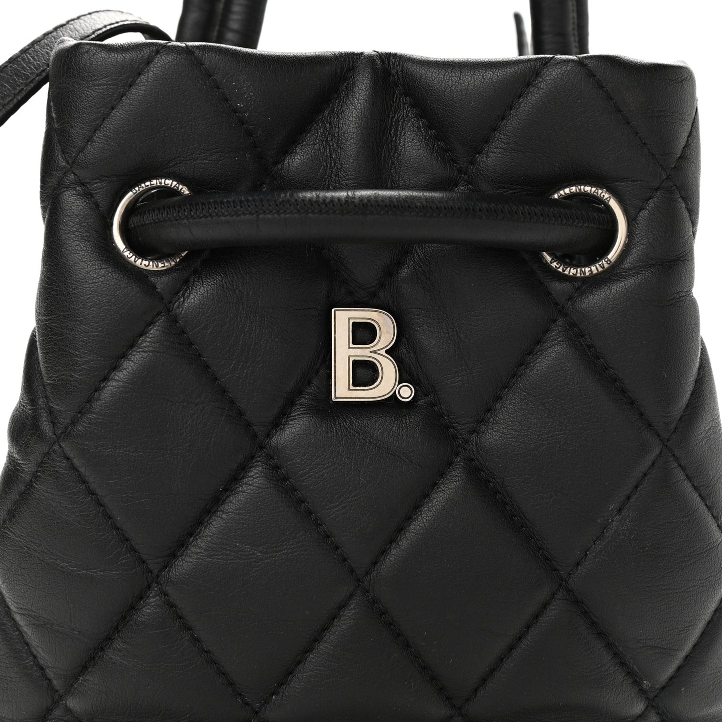 Nappa Calfskin Quilted Touch B Bucket Bag Black