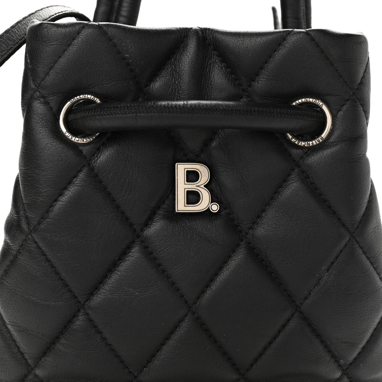 Balenciaga Nappa Calfskin Quilted Touch B Bucket Bag Black 7 of 10