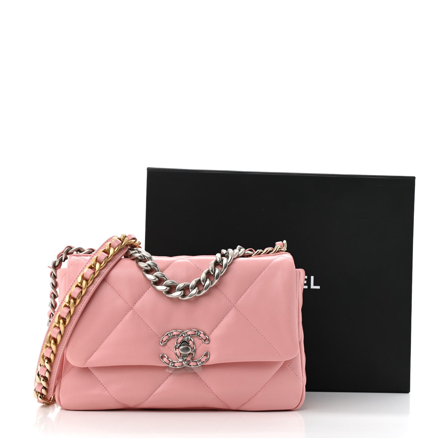 Lambskin Quilted Medium Chanel 19 Flap Light Pink