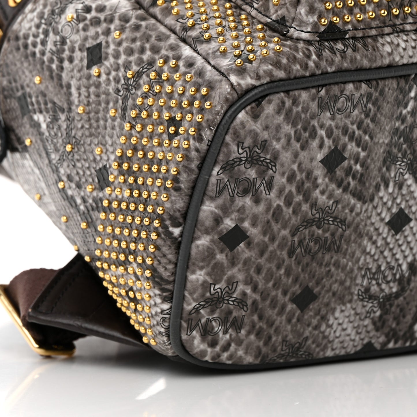 Visetos Snakeskin Printed Studded Small Stark Backpack Light Grey