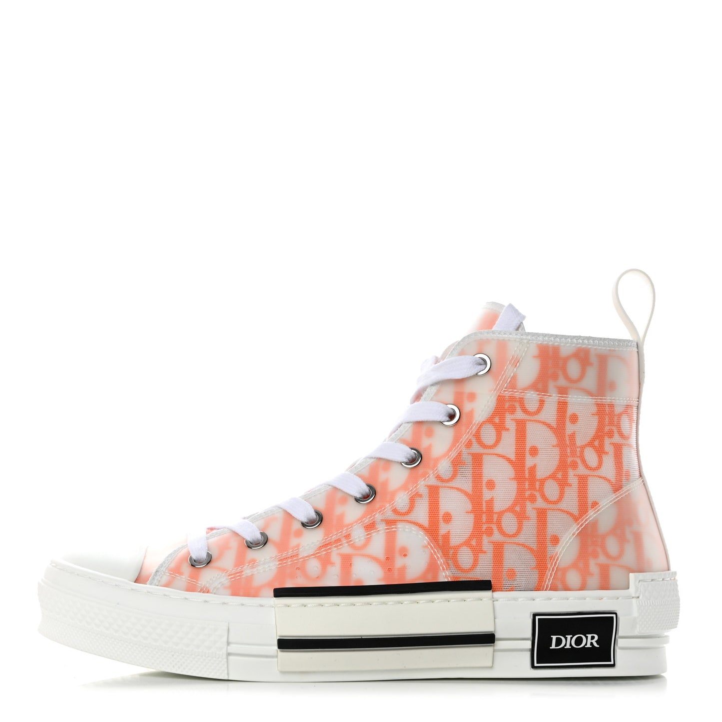 Technical Canvas Oblique Mens B23 High Top Sneakers 39 Orange White
