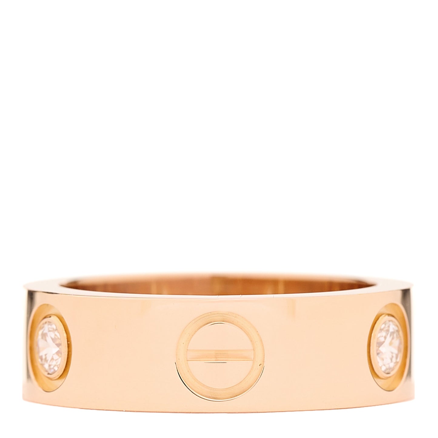 18K Pink Gold 3 Diamond 5.5mm LOVE Ring 48 4.5