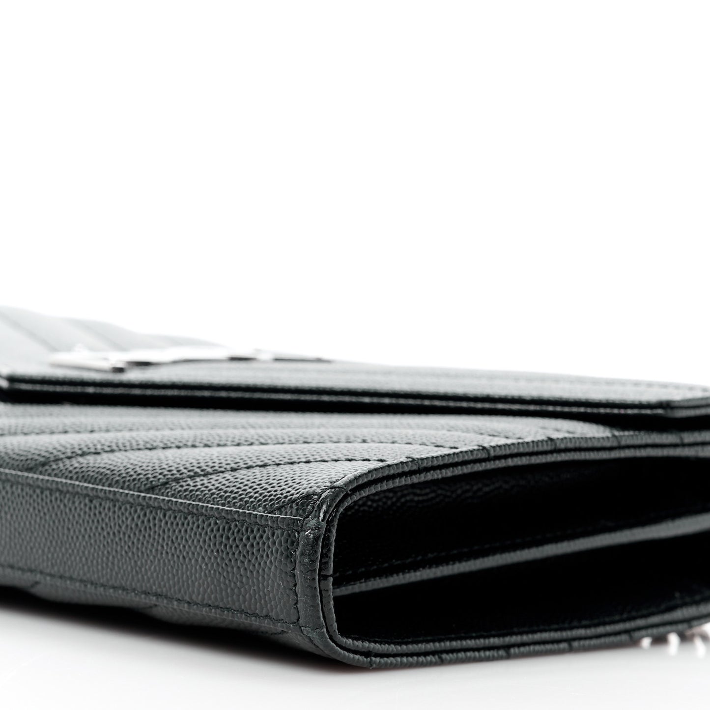 Grain De Poudre Matelasse Chevron Monogram Chain Wallet Black